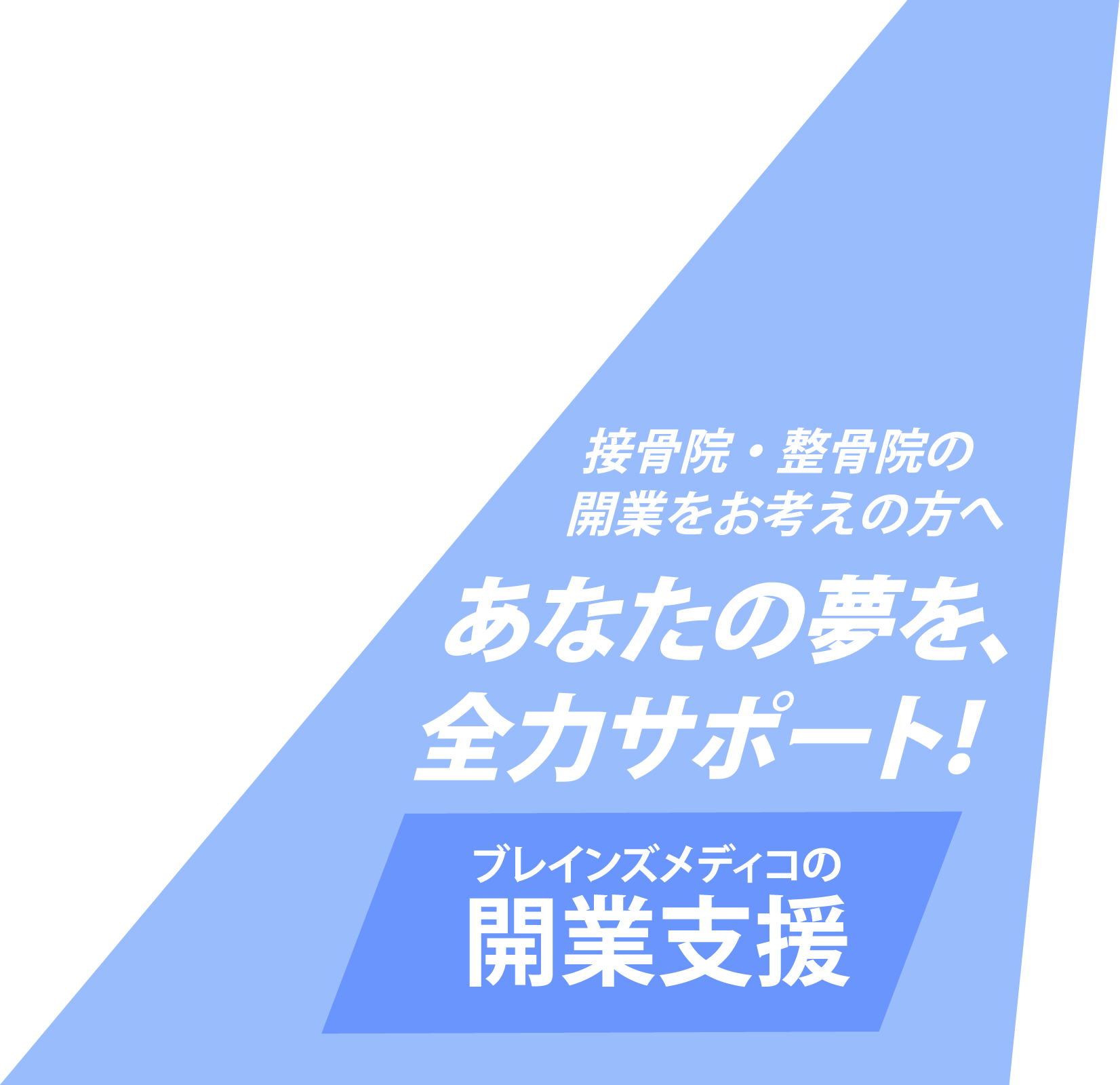 接骨院・整骨院の開業をお考えの方へ　あなたの夢を、全力サポート！　ブレインズメディコの開業支援
